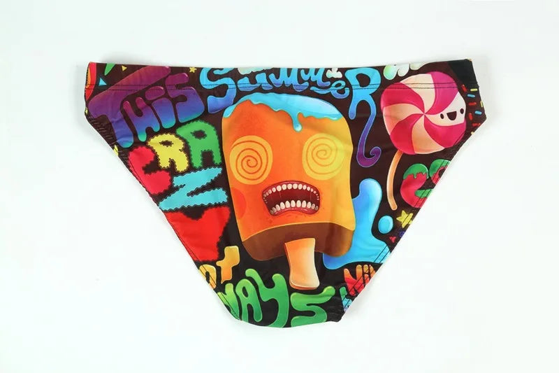 New swimming trunks men's swimsuit printed youth swimming trunks swimming training
