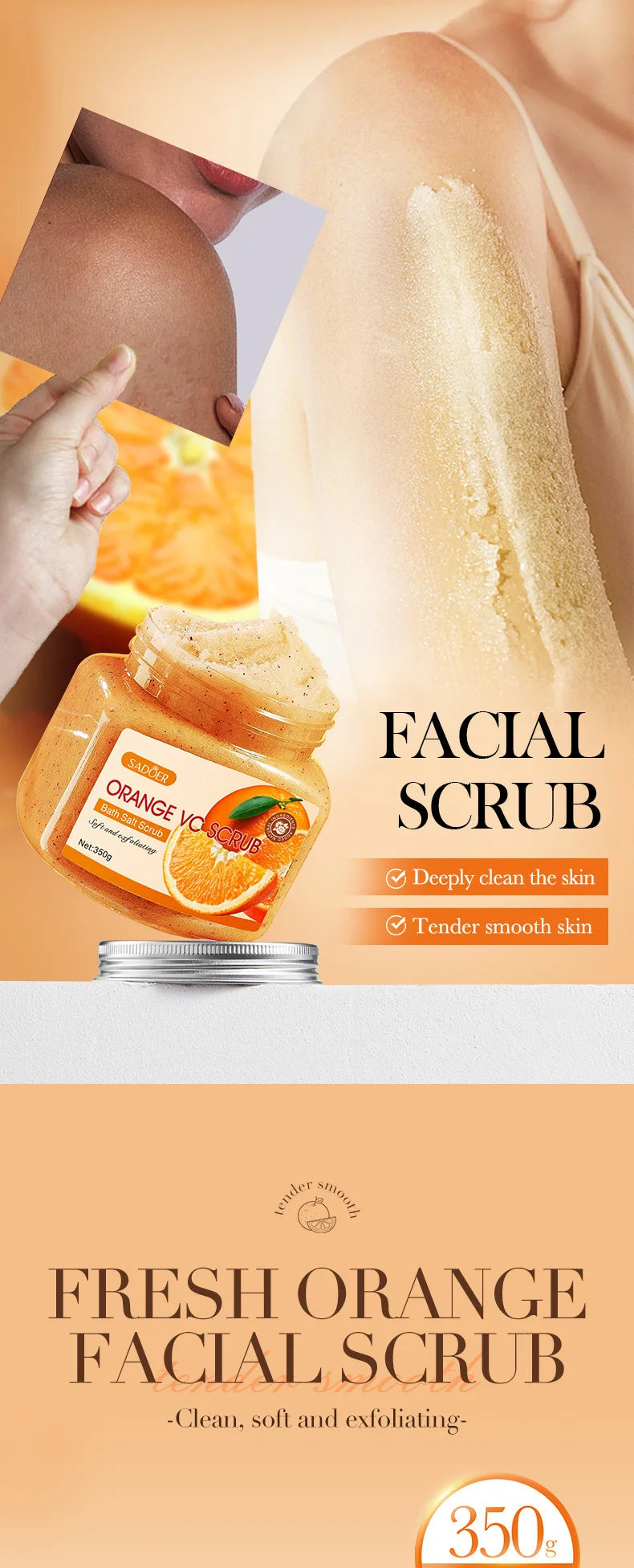 350g Body Bath Scrub, with Gentle and Fine Exfoliating Particles That Can Clean Dirt and Oil from the Skin, Improve Rough Skin Texture, Make the Skin Bright, and Give It a Silky, Smooth, and Radiant Feel - Home Care