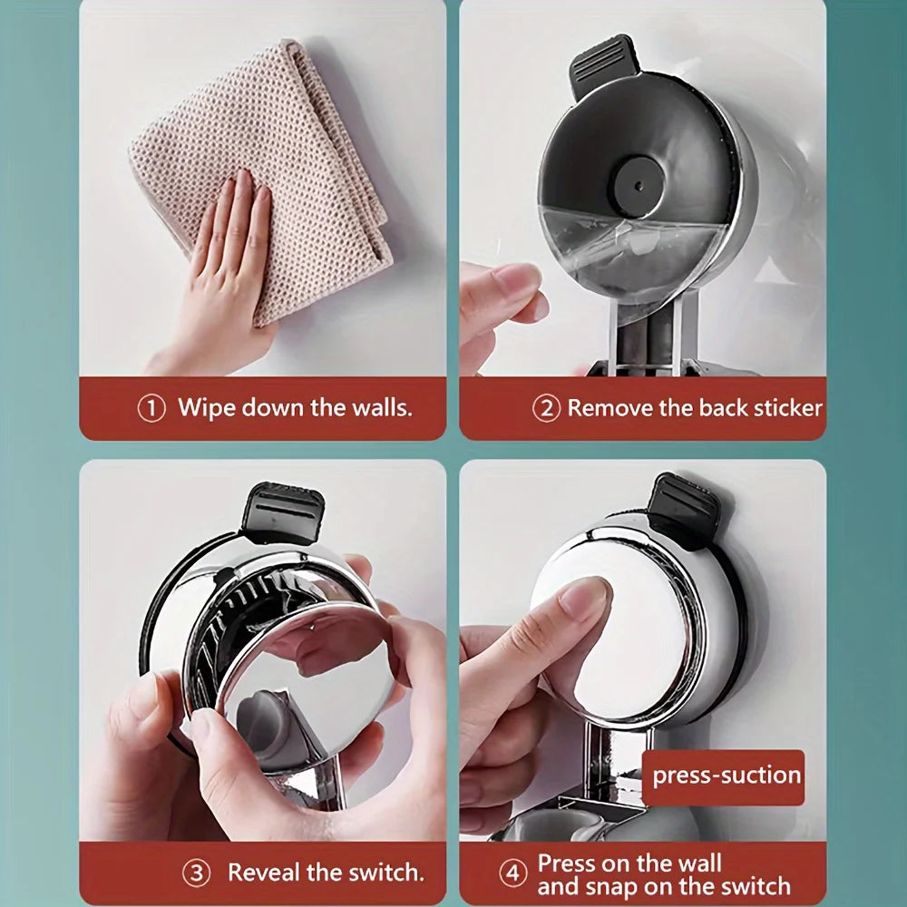 Bath Shower Holder Support Mural Douche Suction Cup Adjustable Handheld Wall Mounted Large Shower Head Supports Relocatable
