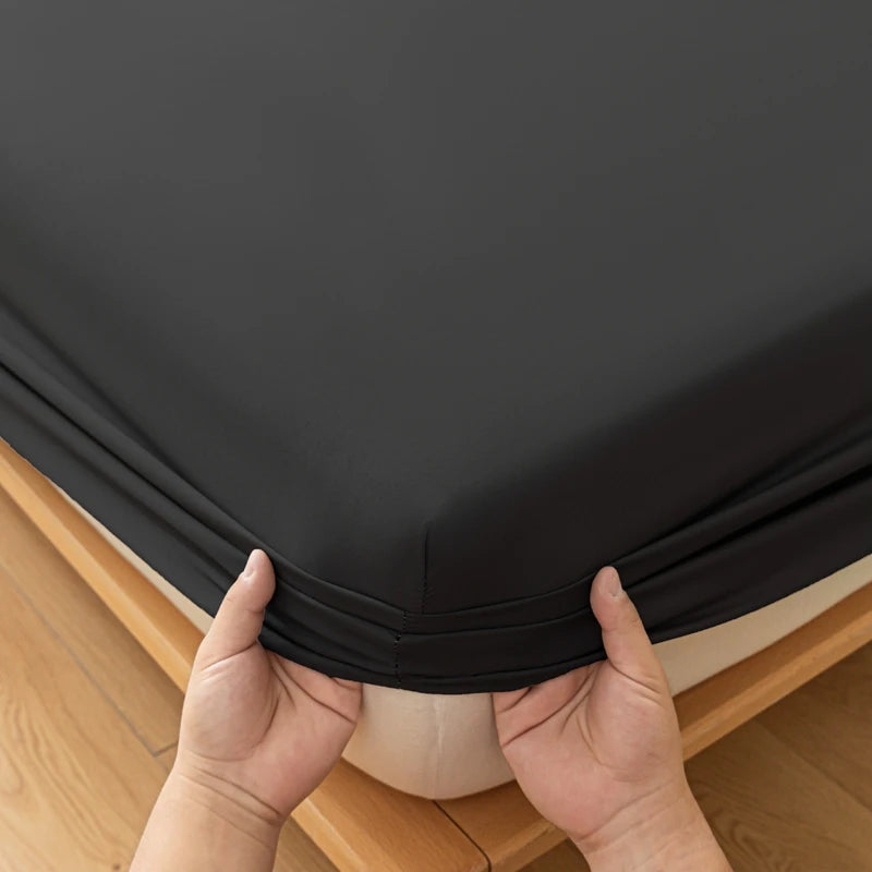 1pc Skin-friendly Bed Cover with Elastic Band Solid Color Brushed Bed Sheet Single/Queen/King Fitted Bedsheet(without pillowcase