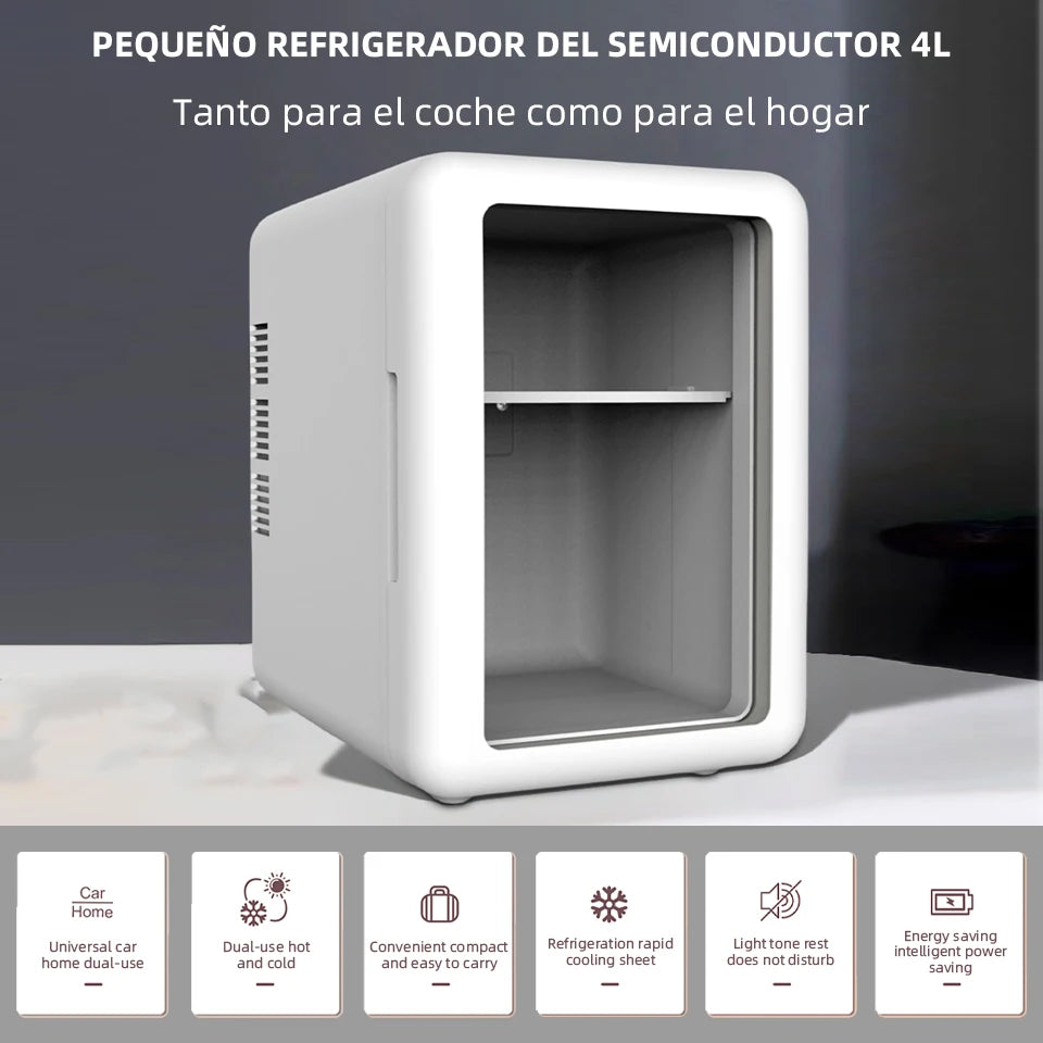 12V/220V 4L Small Refrigerator Mini Car Home Dual-use Refrigeration Cosmetics Refrigeration Heat Adjustable For Camping Travel