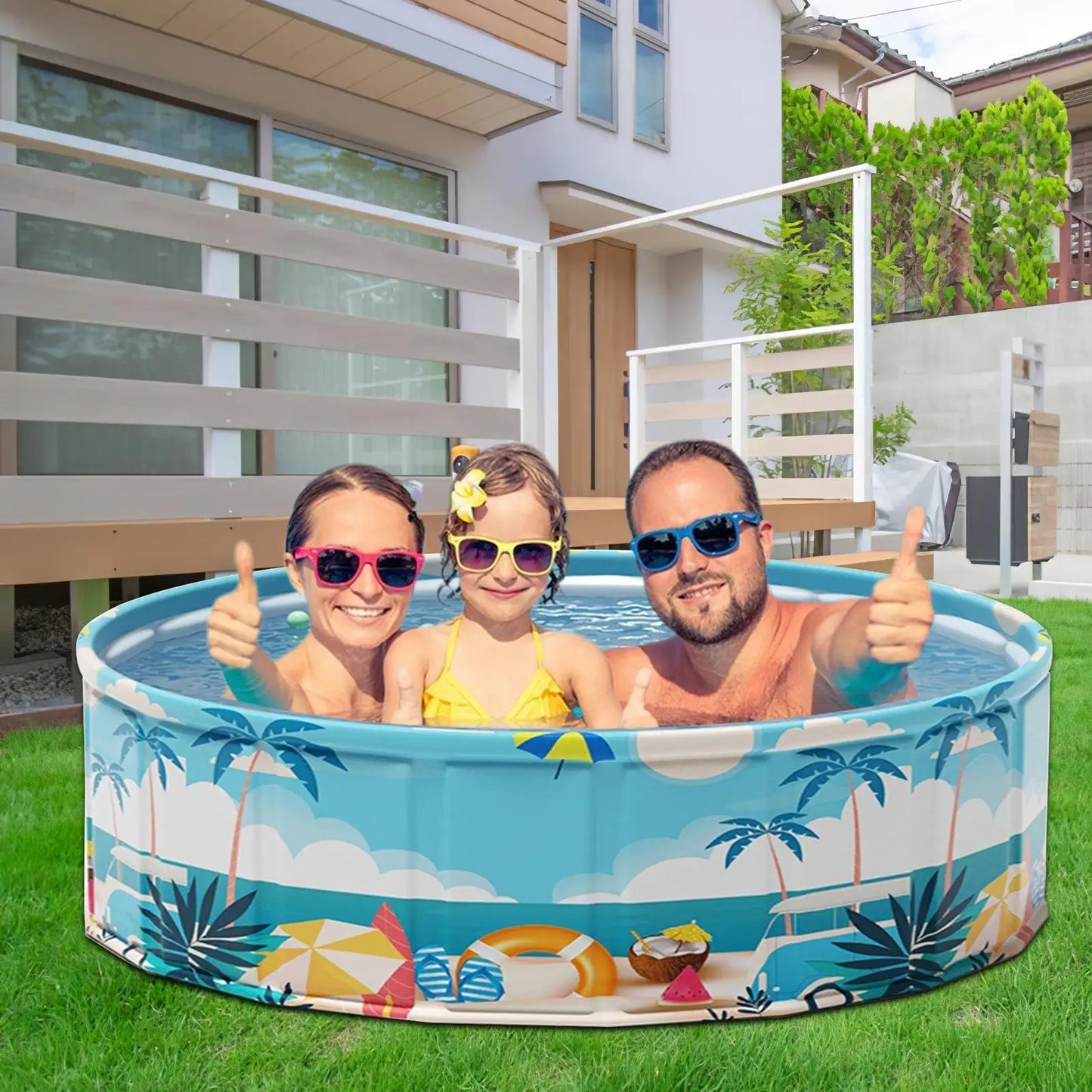 Children's swimming pool, diameter 90/120/160 cm inflatable and foldable outdoor large-size children's paddling pool summer pet