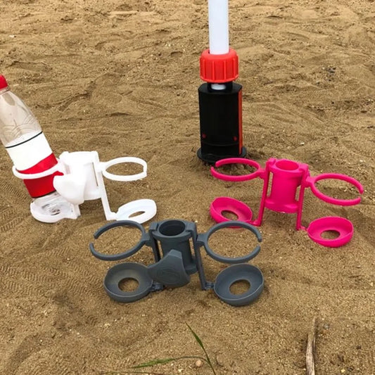 Beach Umbrella Drink Holder - Portable Cup Tray for Poolside/Boating, Plastic Patio Accessory with Adjustable Clamp for Parasols