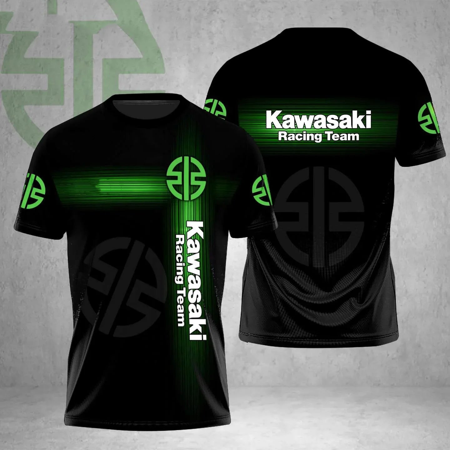 SUMMER NOVELTY 20224, Men's T-shirt, Casual Short-sleeved Breathable T-shirt with 3D Motorcycle Print Kawasaki