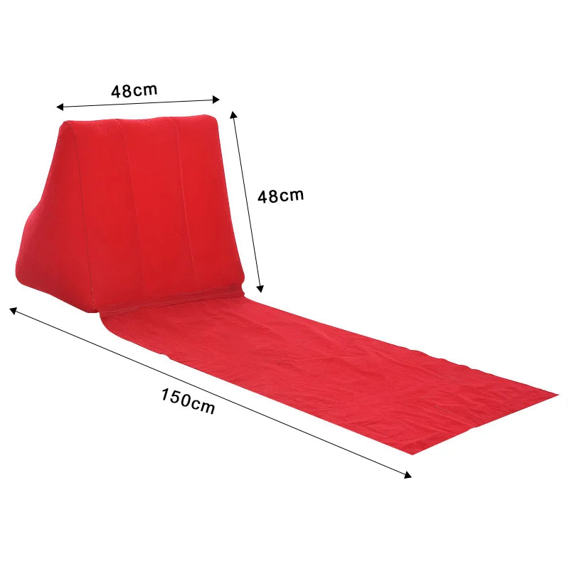 Inflatable Soft Beach Pillow Wedge Mat PVC Foldable Flocking Travel Portable Back Support Triangle Cushion Leisure Lounger