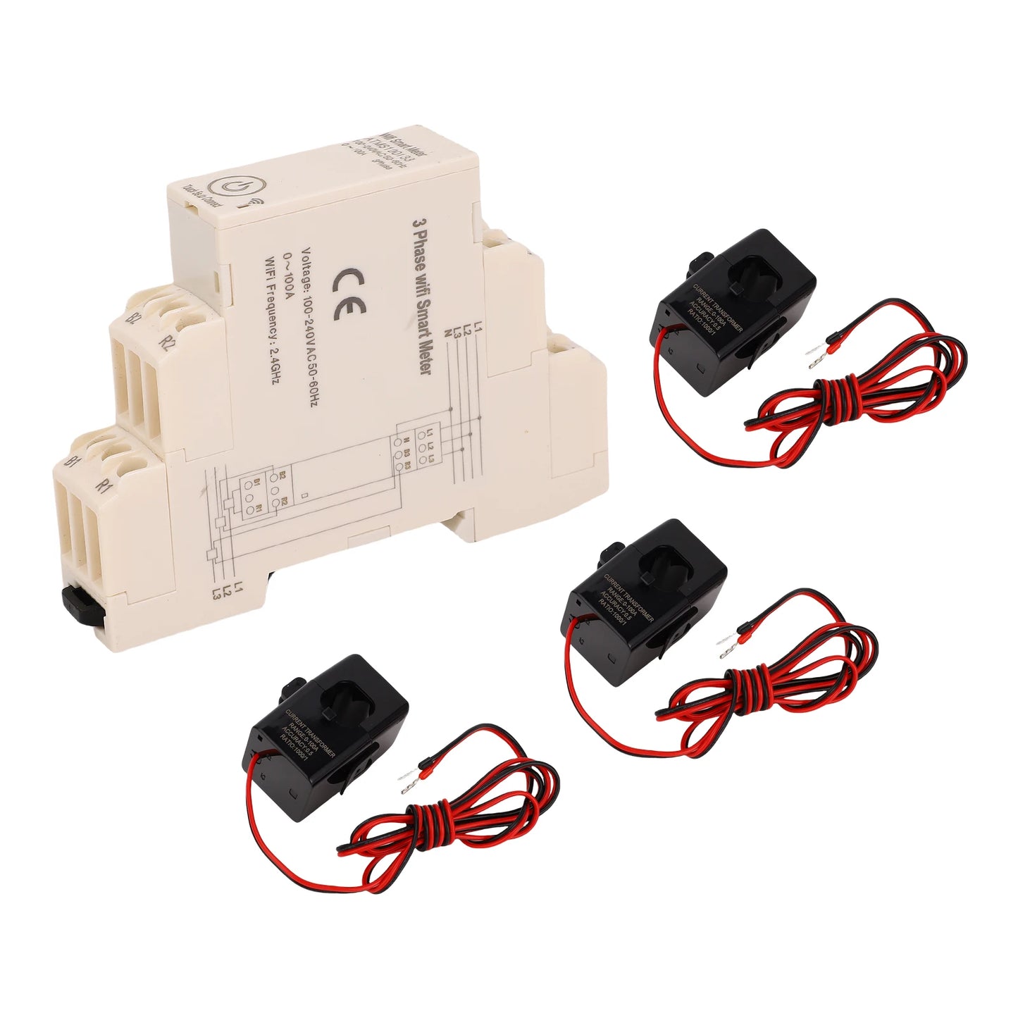 Smart Energy Meter 3 Phase Remote Control Smart Electricity Meter APP Monitoring Real Time Data with 3 Current Sensors for Home
