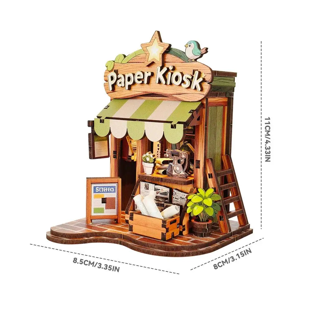 Creative Bookstore Desktop Decoration DIY Book Home Wooden Building 3D Hand-assembled Building Model Highquality Furnishing Gift