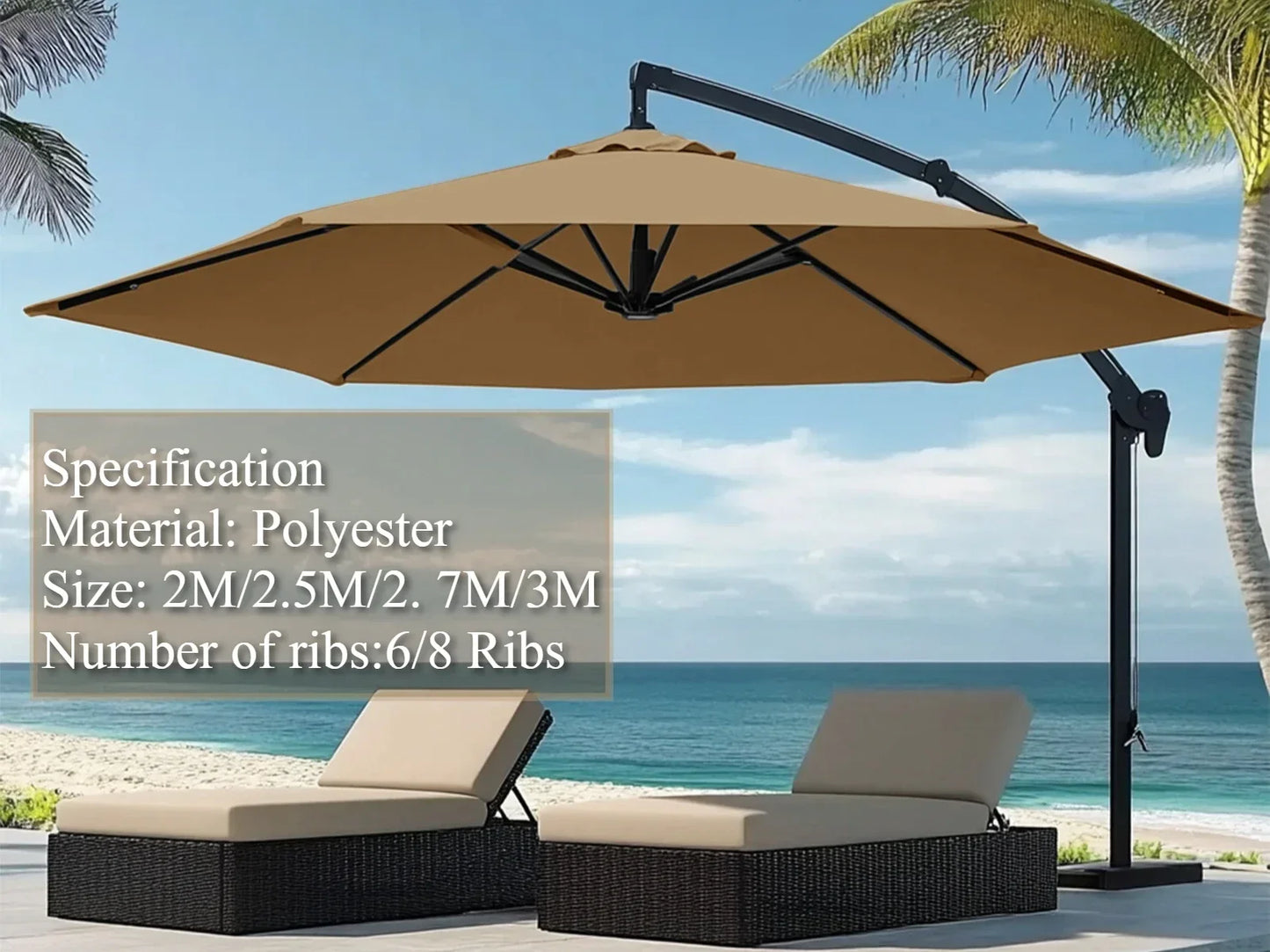 Parasol Replacement Cover 6 Ribs/8 Ribs Market Patio Umbrella Cloth Canopy Cover Waterproof Sunshade For Outdoor Garden