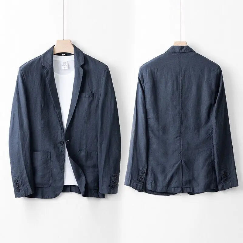 2026Summer Linen Suit Sets Men's Blazers Pants Suit Loose Casual High Street Sunscreen Jackets Long Trousers Set Male Clothes