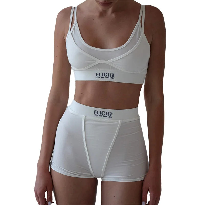 Women's 2-Piece Outfit Set Crop Top And Shorts Matching Sets Cleanfit Style Summer Fashion Suitable for All