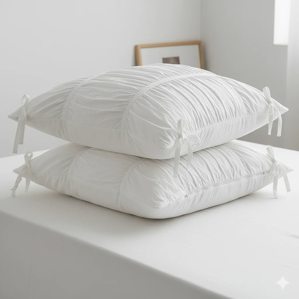 100% Cotton Washed Ruffle Bedding Set White Duvet Cover Set Queen King Size With Bow Ties Ultra Soft Breathable 4Pcs Bedclothes