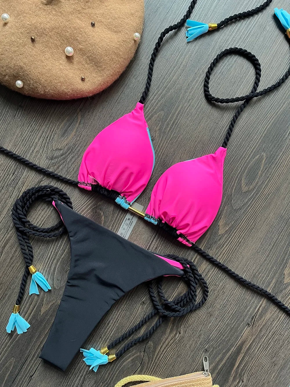 RUOTONSEPT Sexy Solid Splicing Bikini Set Swimwear Women Swimsuit Braiding rope Bandage Triangle Bathing Suit Brazilian Biquinis