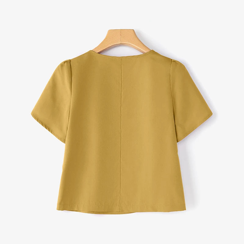 Summer Short Puff Sleeve Blouse ZANZEA Women Tunic Tops 2025 Fashion Solid Color Shirts Sexy V-Neck Casual Blusas Streetwear