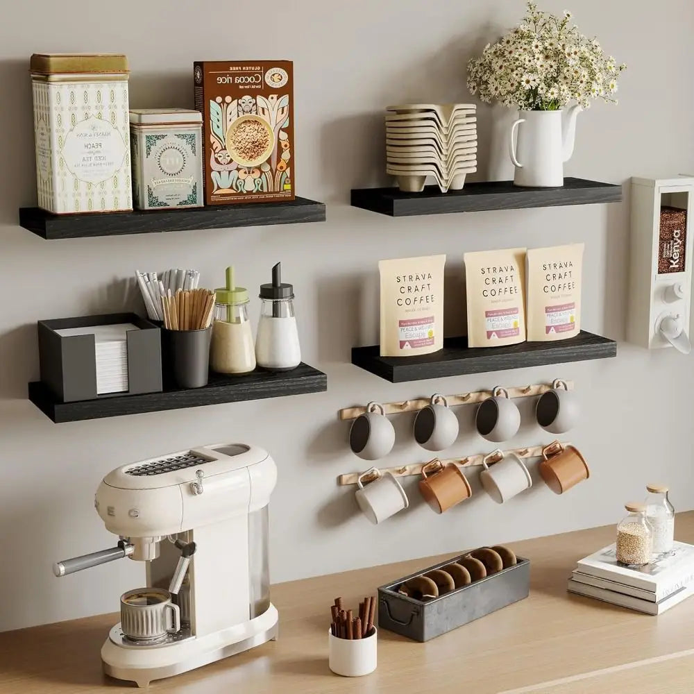1pc Floating Shelves Wooden Wall Mounted Storage Shelf Deeper Thicker Bathroom Shelves for Living Room, Bedroom, Kitchen