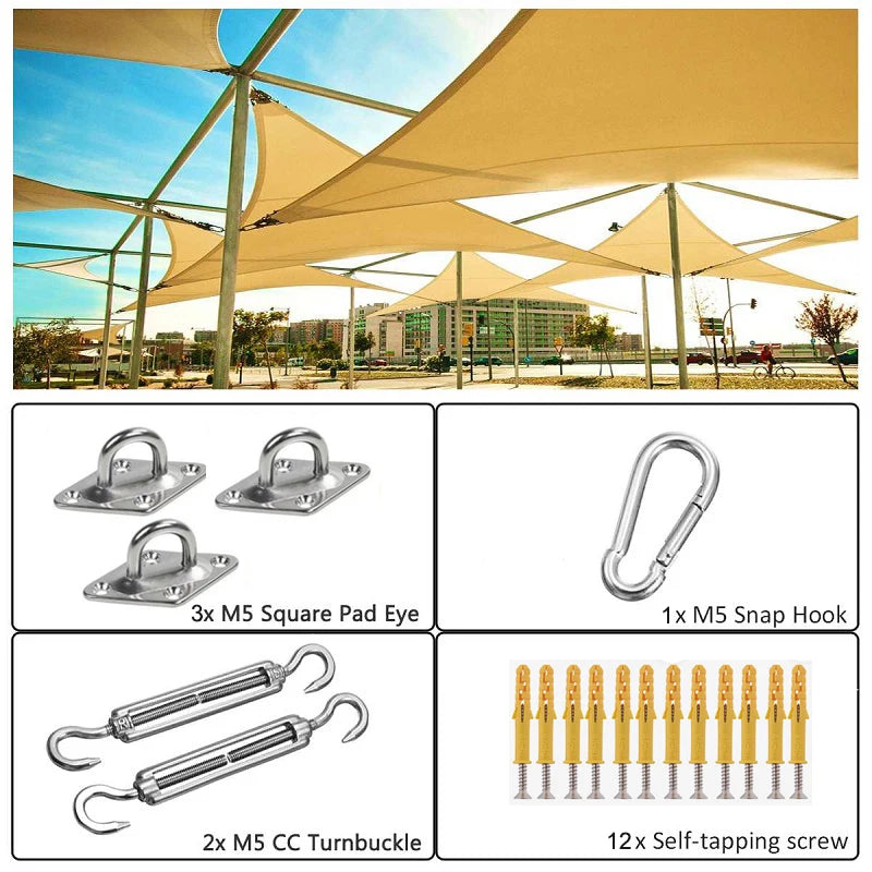 5x5x5/2x2x2M Waterproof Sun Shelter Triangle Sunshade Protection Outdoor Canopy Garden Patio Pool Shade Sail Awning Shade Cloth