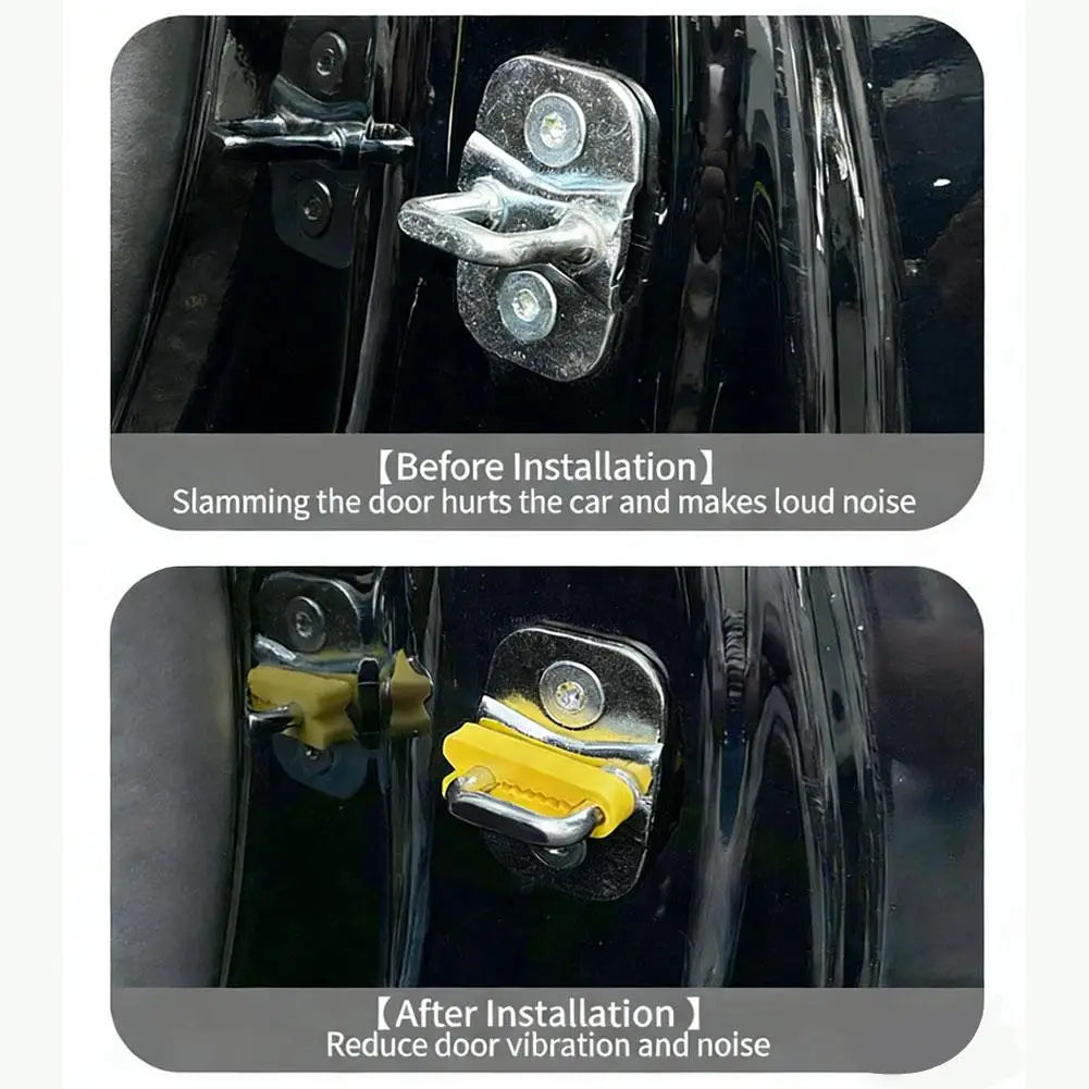 4pcs Car Door Lock Shock Absorber Silicone Cover Noise Reduction & Anti-Collision Pad, Universal Latch Protector for Auto Door