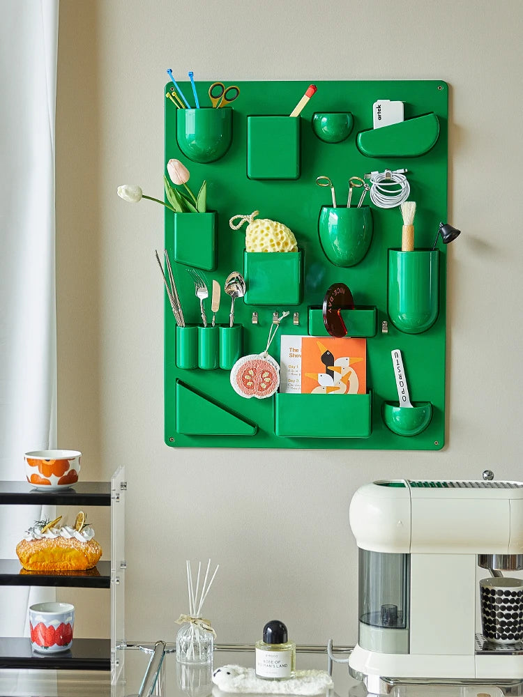 Wall-mounted Storage Rack with Hooks for Office, Kitchen and Workshop Children's Room Organizer with Adjustable Shelves