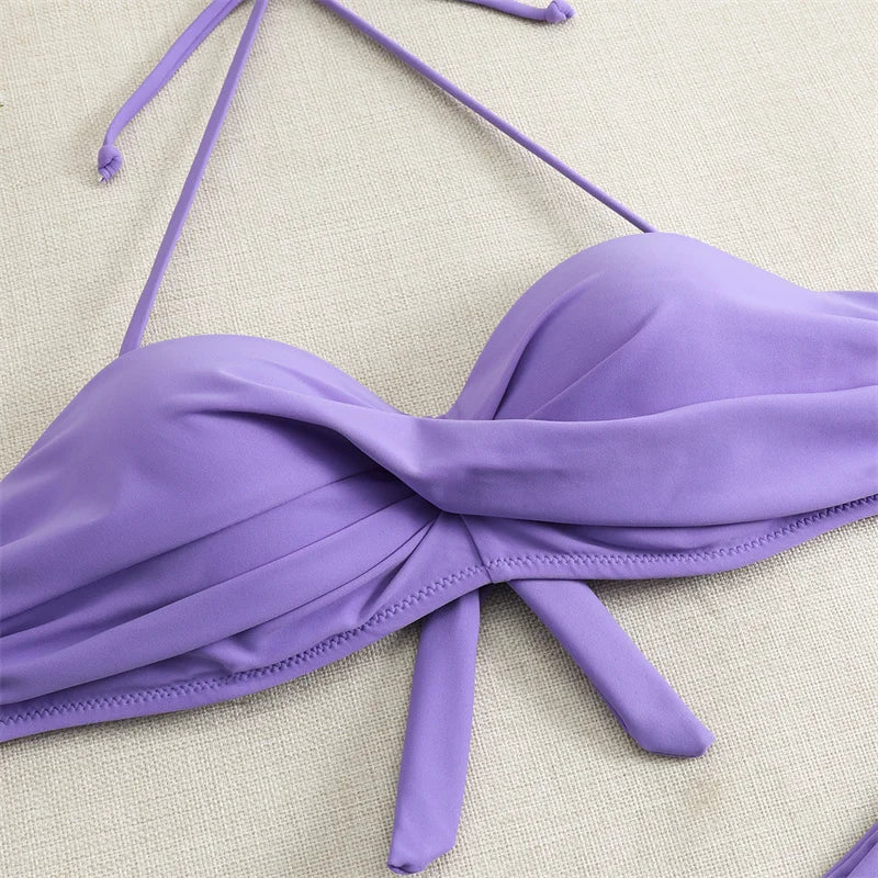 Bikini Swimsuit Women Swimwear 2026 New Solid Push Up Bikinis Set High Waist Thong Bathing Suit Two Pieces Swimming Suits Female