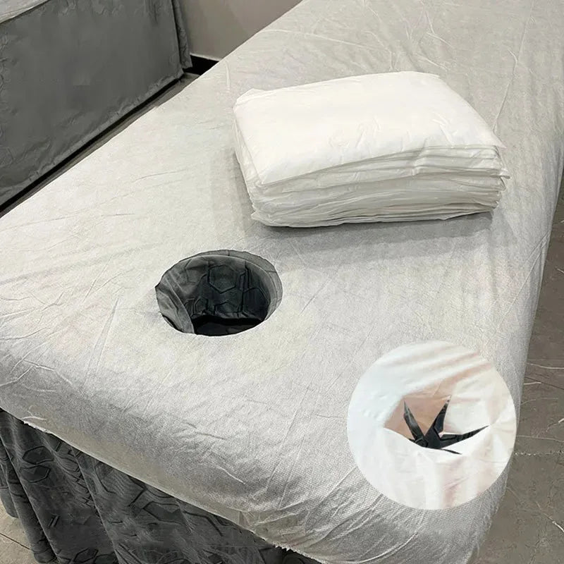 10pcs Disposable Bed Cover For Beauty Salon Open Hole Spa Massage Soft Bed Sheets Non-woven Fabric Breathable Elastic Bedspread