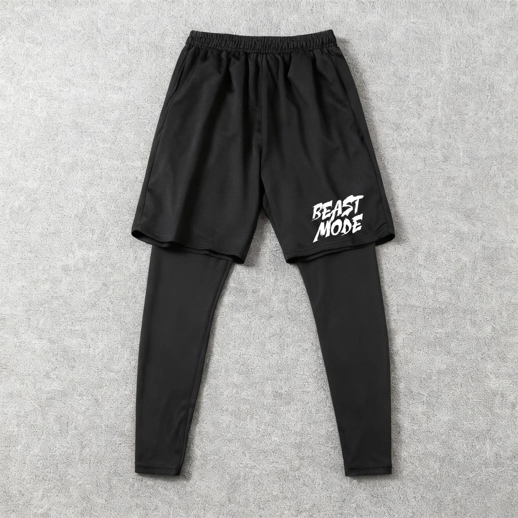 Men's 2-Piece Compression Pants Set with Shorts & Tights Quick Dry Athletic Sportswear for Gym Workout Running Fitness