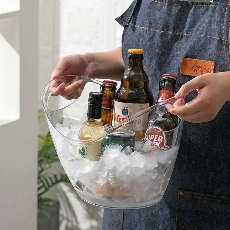 New 4L/8L Clear Plastic Ice Cube Storage Bucket or Champagne Bottles Ice Cooler Bar Decor for Home Kitchen Bar Cafe Use