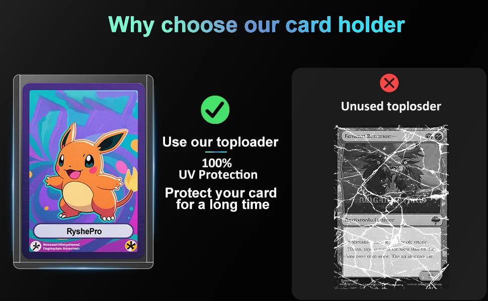 Trading Card TopLoaders 3"X4" Hard Plastic Protectors 100% UV Protection 100 Top Loaders + 100 Inner Card Sleeves + 1 PP Box