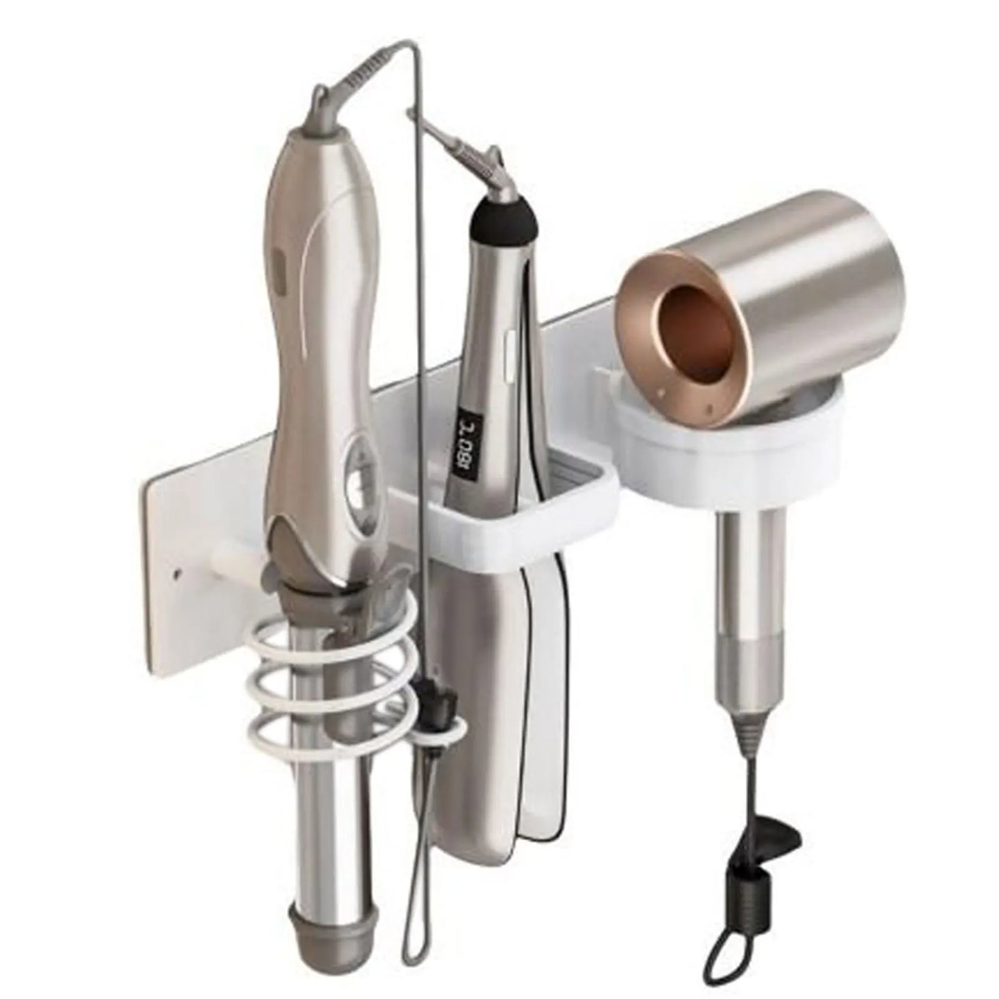Hair Dryer Stand Electric Hair Dryer Wall Shelf With Cable Organiser Multifunctional Stable Punch-Free Hair Dryer Storage Shelf