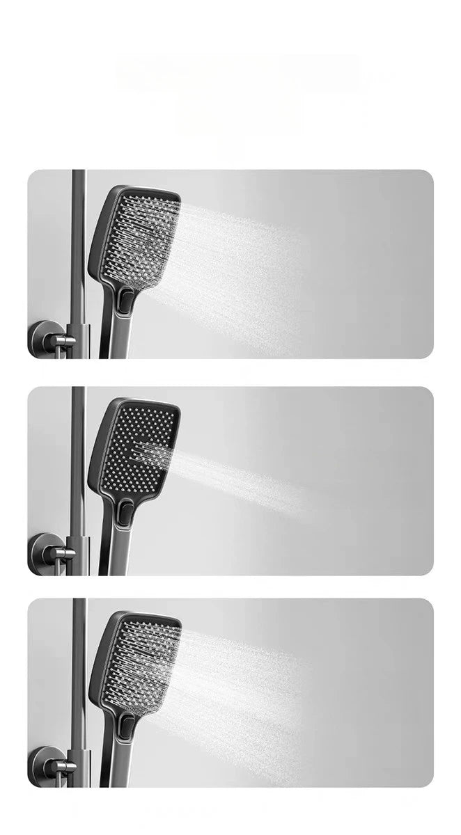 Black Shower Set Bathroom Hot and Cold Mixer Shower Mixer LED Digital Ambient Light Bathtub Wall Mounted Grey Shower System