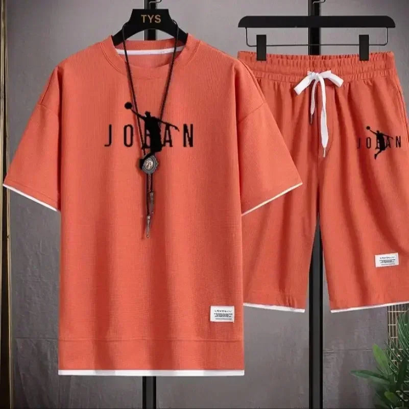 Men's 2026 Summer 2 Piece Set Casual Blazer + T-Shirt Shorts Set Fashion Designer Smart Casual Outfit Streetwear Tracksuit