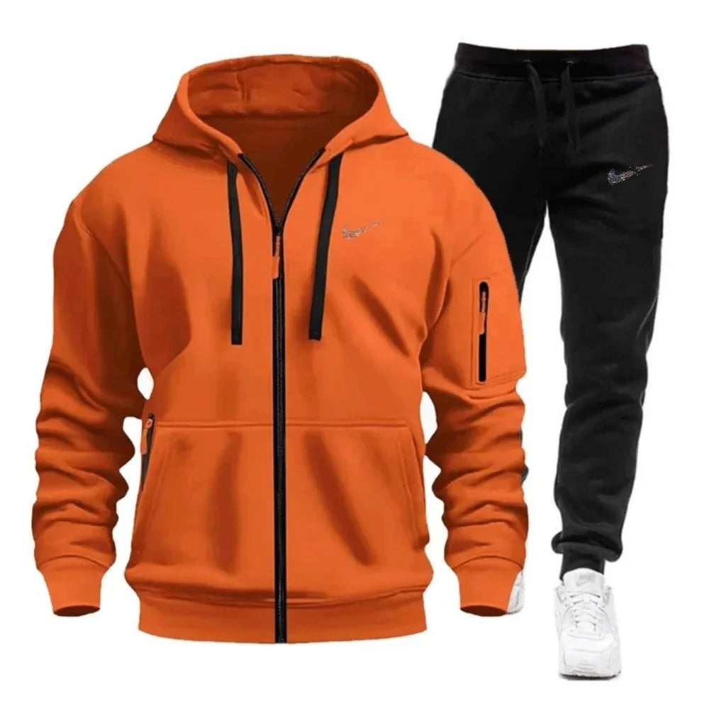 Men's 2-Piece Tracksuit Set Hooded Sweatshirt And Drawstring Pants Sportswear for Running Male Hoodies Unisex Autumn Sportwear