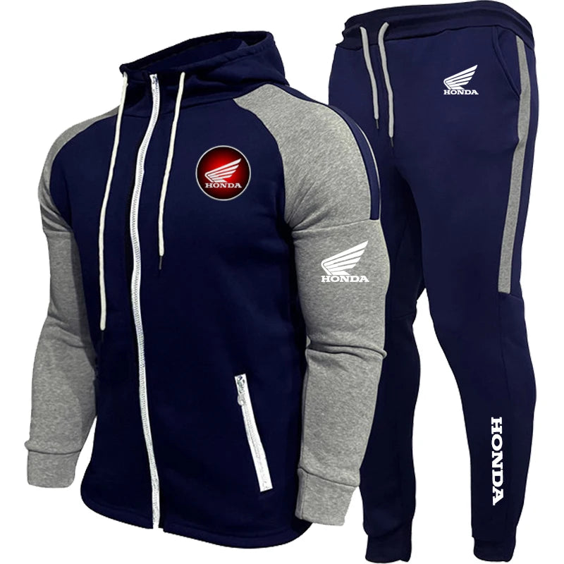 Men's sportswear set - Honda sport jacket + sport pants - 2-piece set. Sport hoodie set. Hooded coat. Outdoor jogging racing sui