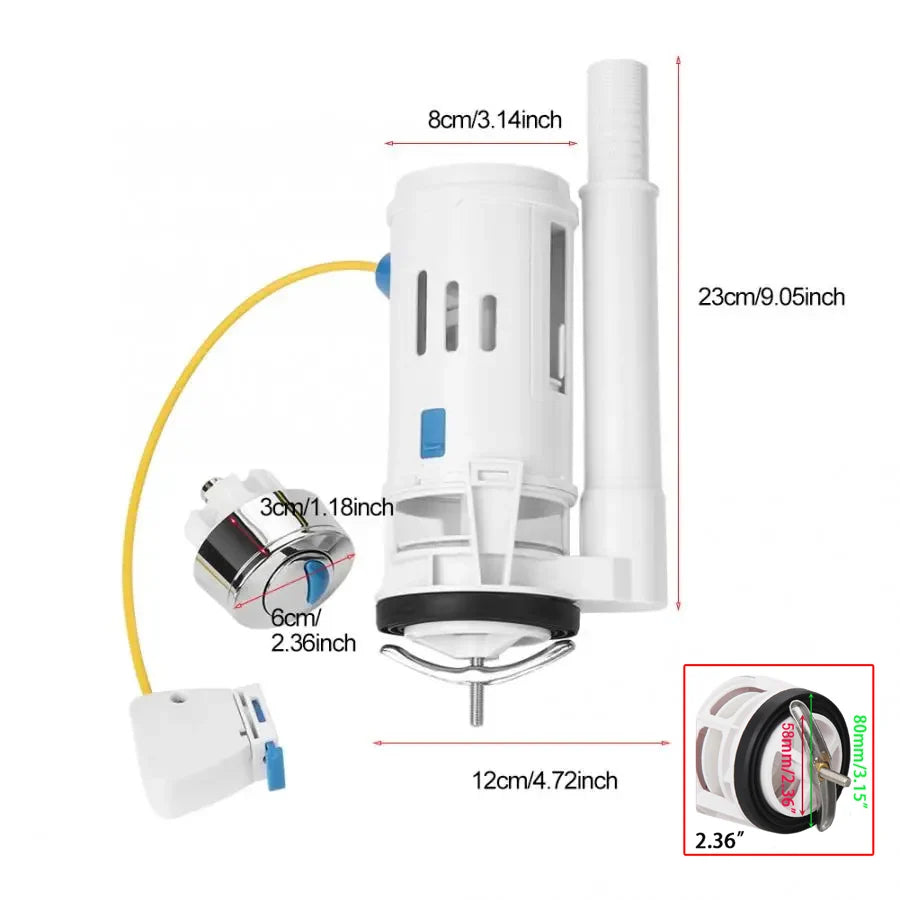 WETIPS Linear Control Toilet Fitting Outlet Valve Water Saving Flush Water Saving Flush Kit Toilet Tank Drain Fittings System