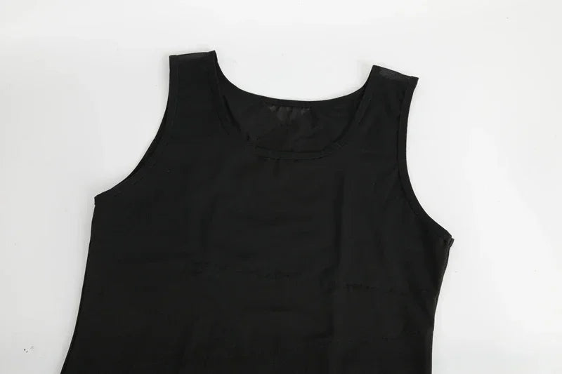 Mens Slimming Body Shaper Vest Gynecomastia Compression Shirts Tummy Control Sleeveless Undershirts Criss Cross Mesh Underwear