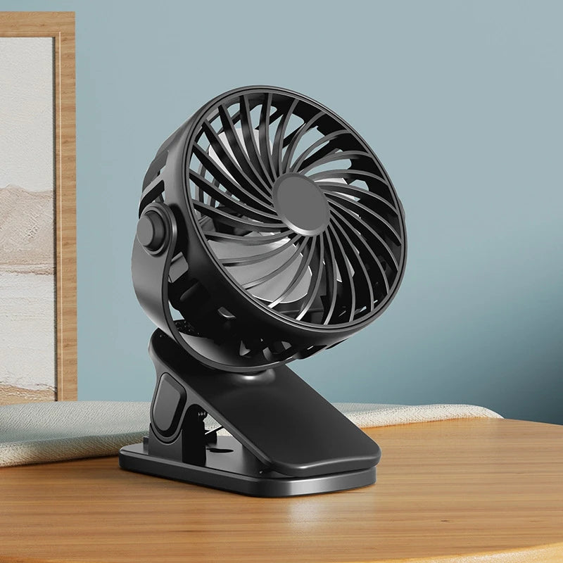 Portable Rechargeable Clip Fan 720° Rotatable Hanging Fan with Night Light Air Cooler for Outdoor Camping Ventilador