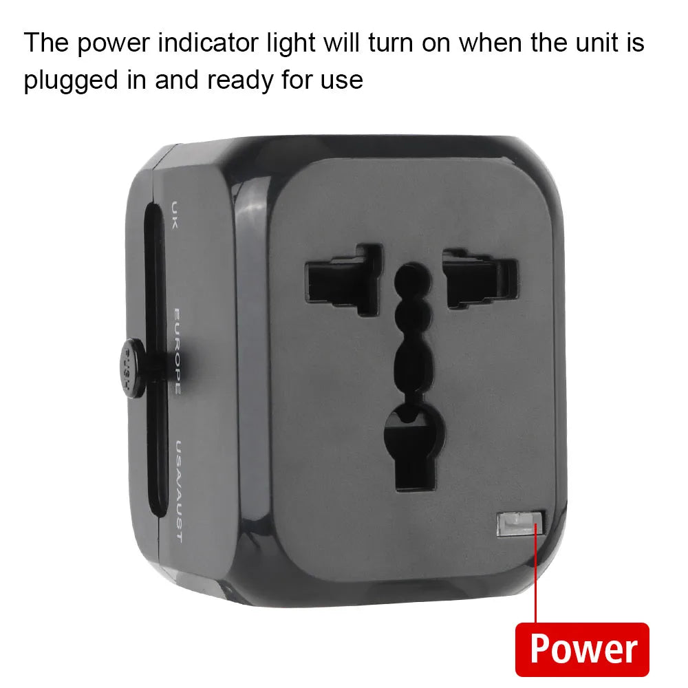 All-in-One Wall Travel Charger Adapter - US EU UK AU Plugs with 2 USB & 1 Type C, Universal for Travel