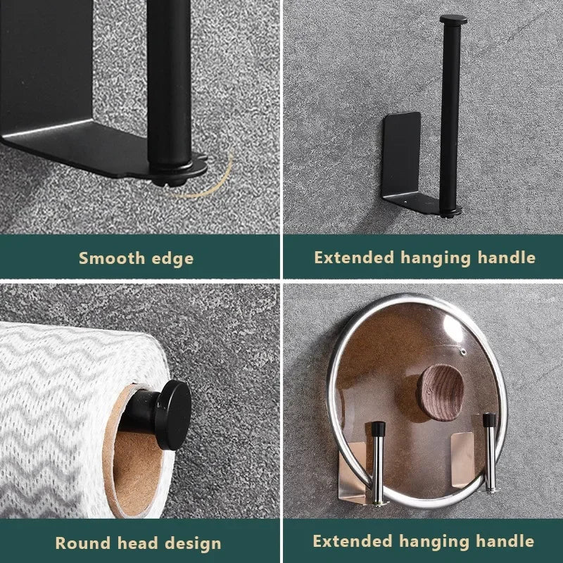 Adhesive Paper Towel Holder For Kitchen Napkin Rack Toilet Paper Holder Tissue Dispenser Cabinet Storage Bathroom Accessories