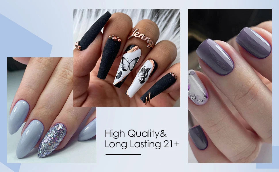 8PCS/Set Colorful Gorgeous Gel Nail Polish Kit Autumn Series Sparkling Shinning Manicure Soak Off Black White Nails Art Varnish