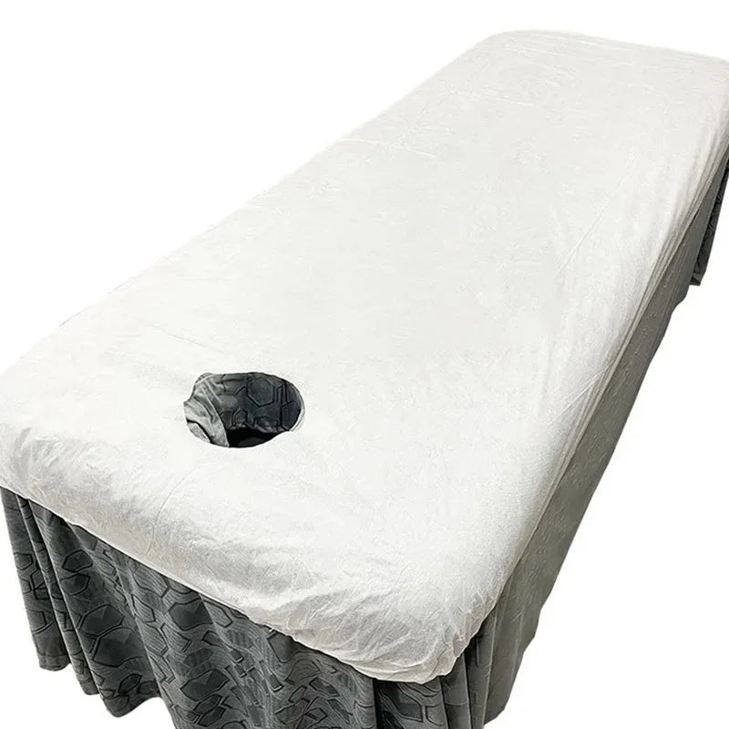 10pcs Disposable Bed Cover For Beauty Salon Open Hole Spa Massage Soft Bed Sheets Non-woven Fabric Breathable Elastic Bedspread