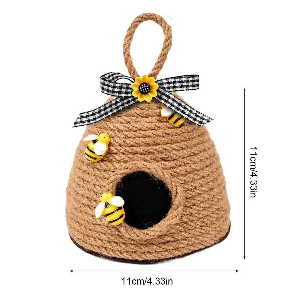 Bee Decorations for Home Cute Aesthetic Rope Ornament Honey Bee Hive Rustic Decor for Home Kitchen Bedroom Farmhouse Office
