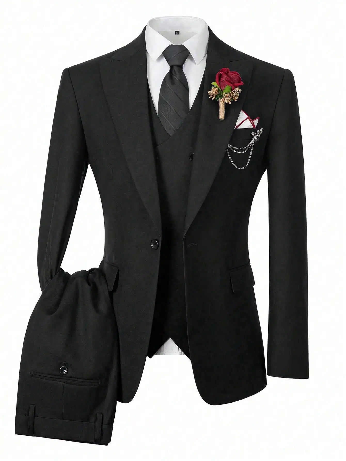 Men's Suits 3Pieces Suit Set For Men Elegant Solid Fashion Slim Fit Prom Blazer Double Breasted Vest Pants Set Business