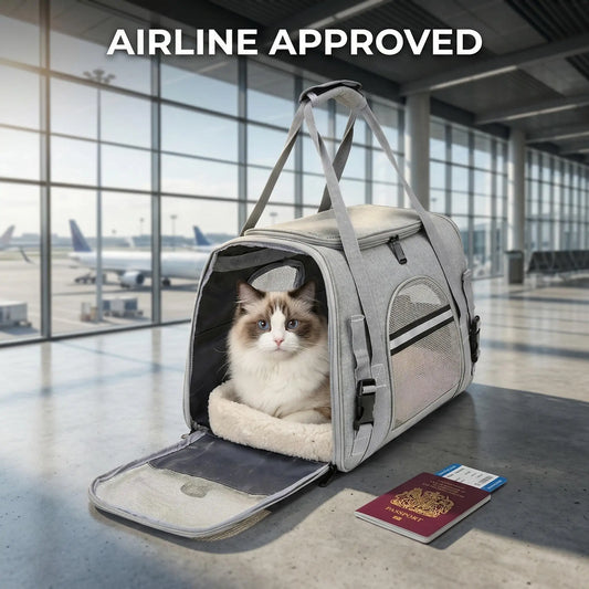 Airline Approved Pet Carrier Soft Sided Cat Dog Travel Bag Breathable Mesh Portable Foldable Puppy Kitten Transport Pouch Under