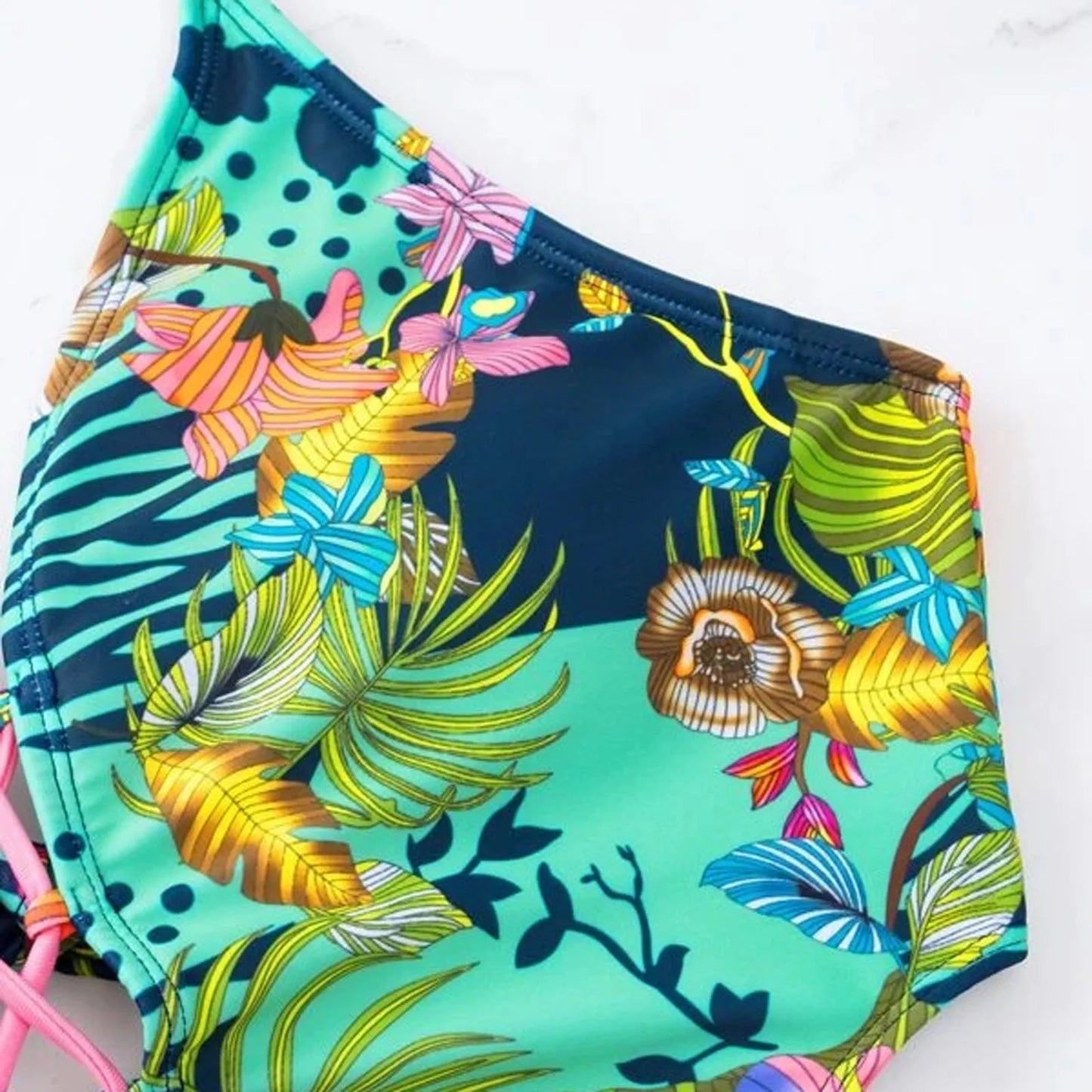 Sexy Bikini Women's Swimsuit Corded At The Chest Tassel Closure Waist Leaky Back Buckle Bikini Women High Waisted Bikini Bottoms