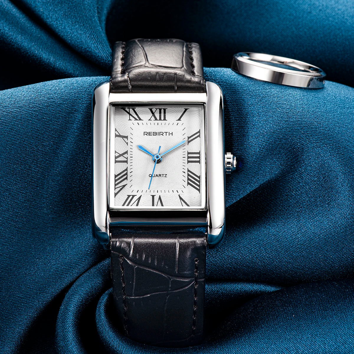 Rebirth 002 Elegant Mini Light Design Rectangle Dial Water Resistant Quartz Movement Business Women Analog Wrist Watch Gift