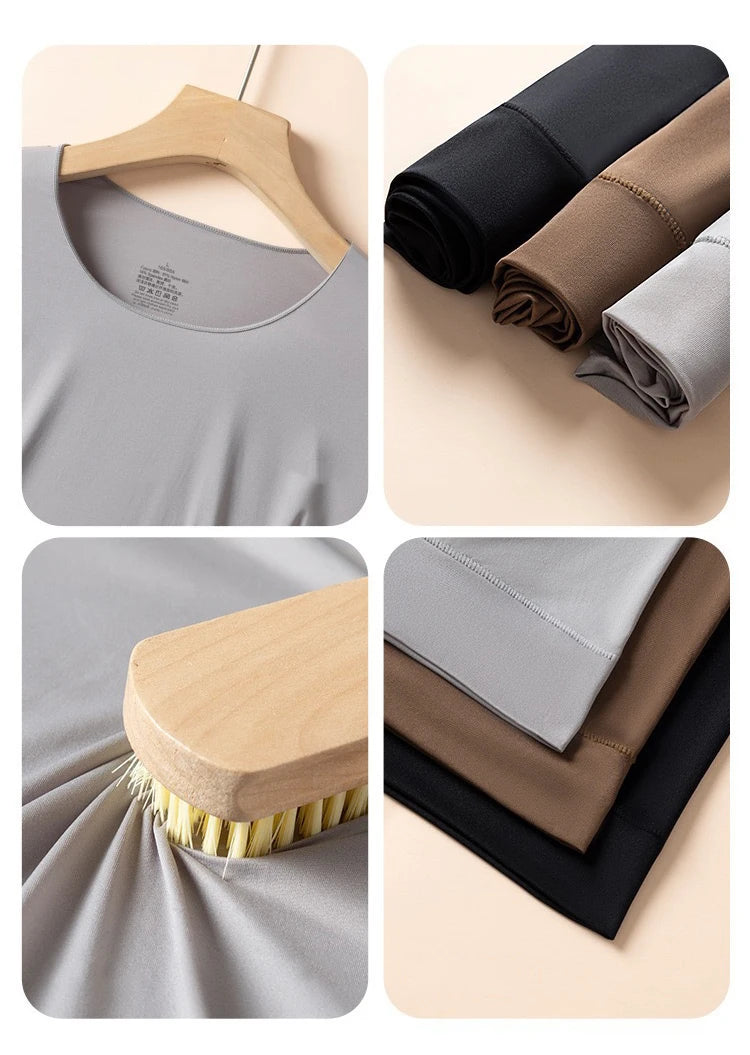 Men Thermal Underwear Set Plus Size Ultra-thin Pajamas Suit High Elastic Long Sleeve Long Johns Autumn Winter Skincare Clothing