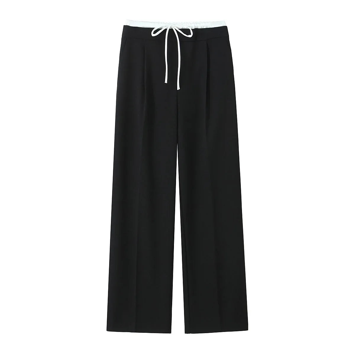 Willshela Women Fashion Solid Lace Up Side Zipper Straight Pants Vintage High Elastic Waist Female Chic Lady Trousers