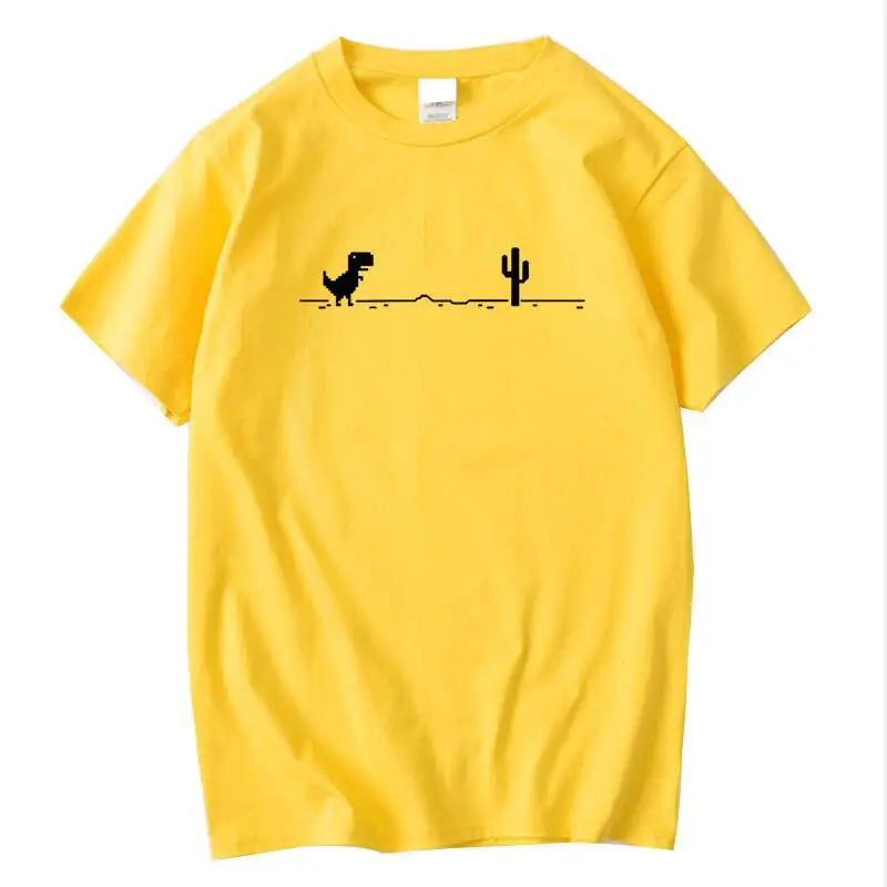 Men High Quality Cotton Blend Funny Dinosaur Print T Shirt Loose O-neck Summer Cool Men Tshirt Short Sleeve T-shirt Male Tee Top