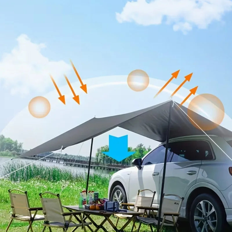 Large Car Side Sun Shade Awning for Outdoor Camping