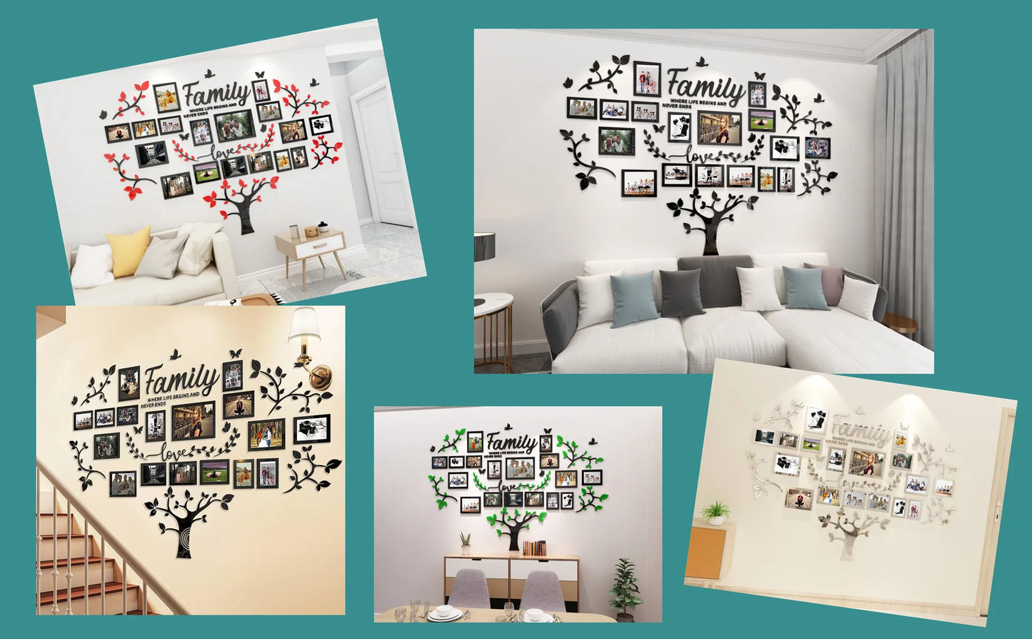 DIY wall decoration, living room family tree, wall decoration stickers, 3D photo frame collage wall decoration, living room wall