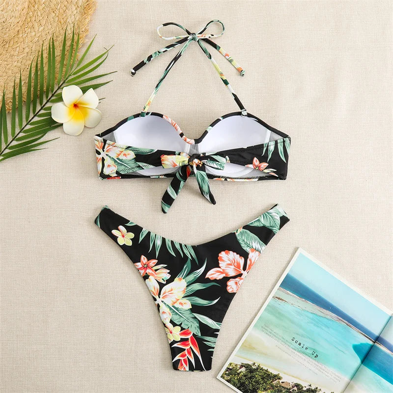Bikini Swimsuit Women Swimwear 2026 New Solid Push Up Bikinis Set High Waist Thong Bathing Suit Two Pieces Swimming Suits Female