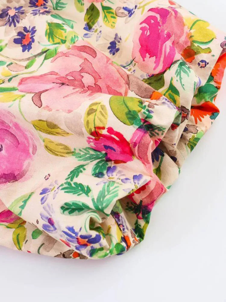 Women Summer Shirts Blouses Tops 2026 Fashion Floral Print Bow Collar Short Sleeve Female Elegant Street Top Clothing